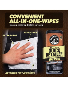 Toallitas Detalladoras Rápidas para Cuero Chemical Guys 30 Ct 2