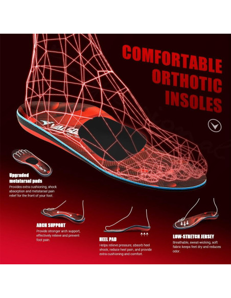 Plantillas Ortopédicas VALSOLE Soporte Alto 104+ kg Rojo