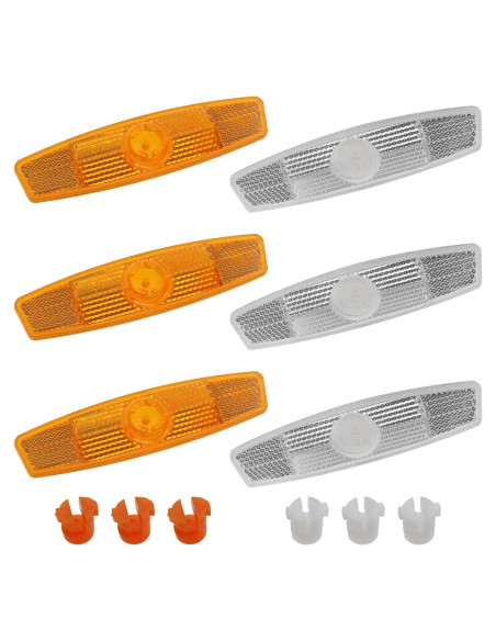 6 Reflectores de Rueda de Bicicleta Safycaby SARO66 - Blanco y Amarillo