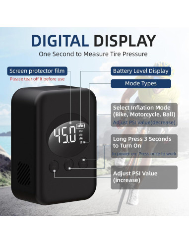 Mini Bomba Eléctrica de Bicicleta UpSpotie 150 PSI Portátil