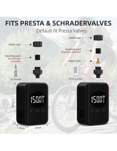 Mini Bomba Eléctrica de Bicicleta UpSpotie 150 PSI Portátil