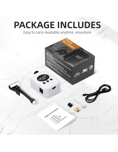 Mini Bomba Eléctrica de Bicicleta UpSpotie 150 PSI Portátil