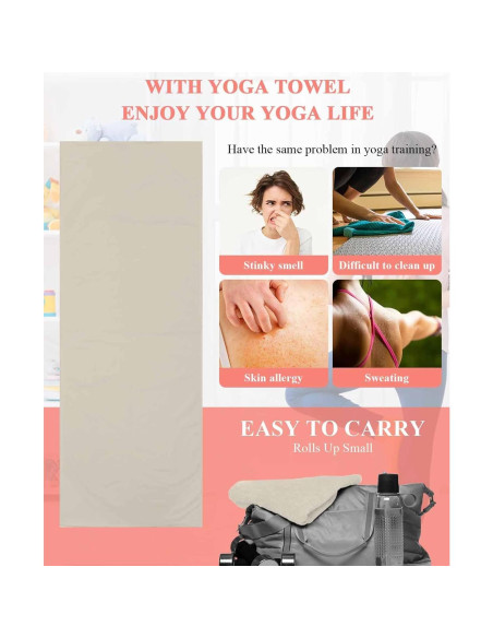 Toalla de Yoga DecorLovee Antideslizante 66x178 cm Microfibra