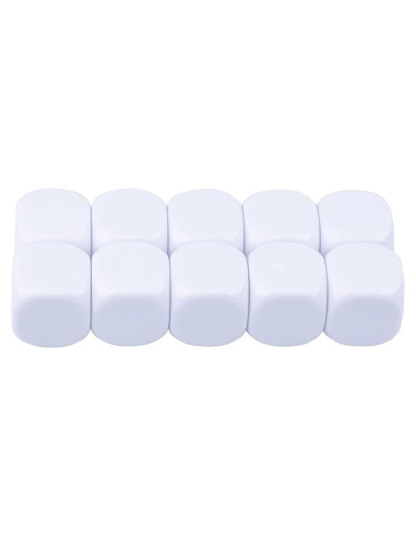 Dados Seis Caras Blancos 22mm Lianshi 10 Piezas Acrílico