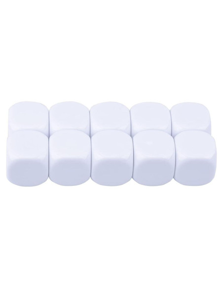 Dados Seis Caras Blancos 22mm Lianshi 10 Piezas Acrílico