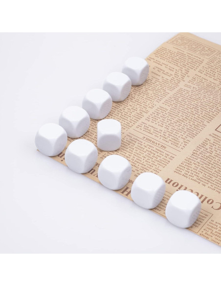 Dados Seis Caras Blancos 22mm Lianshi 10 Piezas Acrílico
