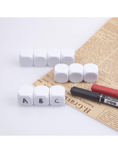 Dados Seis Caras Blancos 22mm Lianshi 10 Piezas Acrílico