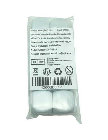 Dados Seis Caras Blancos 22mm Lianshi 10 Piezas Acrílico