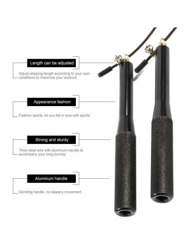 Cuerda de Saltar Ajustable Yosoo de Aluminio y Acero PVC 3m