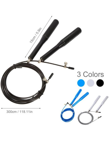 Cuerda de Saltar Ajustable Yosoo de Aluminio y Acero PVC 3m