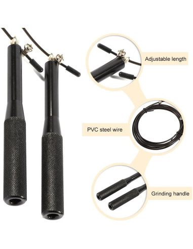 Cuerda de Saltar Ajustable Yosoo de Aluminio y Acero PVC 3m