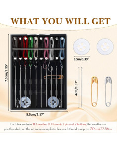 Kit de Costura de Viaje XunYee - 36 Cajas con Agujas y Hilos 2