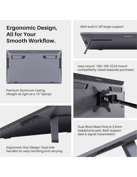 Tableta de Dibujo Huion Kamvas Pro 19 4K 18.4" Pantalla Táctil