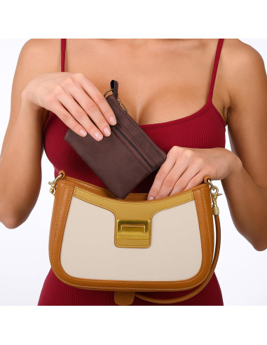 Monedero de Cuero Marrón LIQWEI con Cremallera 13x10 cm