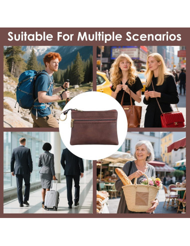 Monedero de Cuero Marrón LIQWEI con Cremallera 13x10 cm