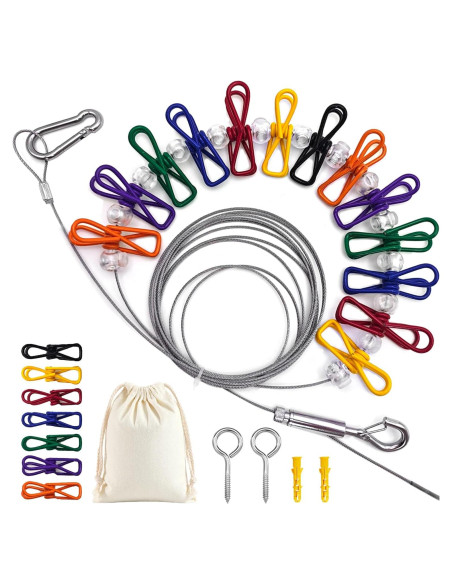 Cuerda de Ropa Portátil CHENGLAI 3.66m Ajustable con 20 Clips