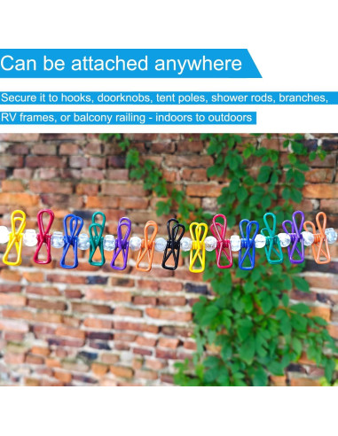 Cuerda de Ropa Portátil CHENGLAI 3.66m Ajustable con 20 Clips