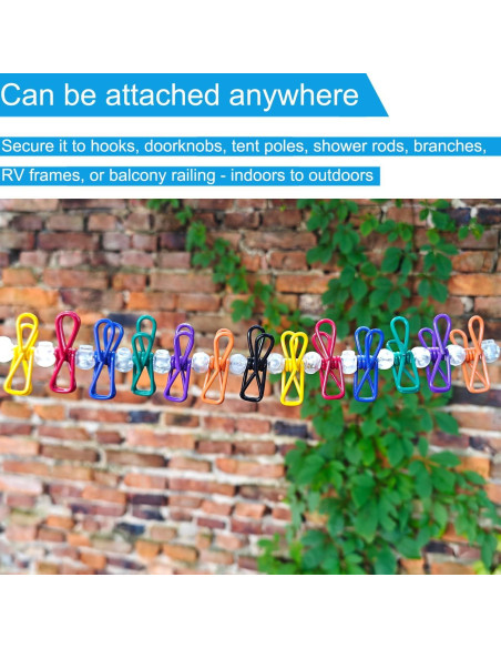 Cuerda de Ropa Portátil CHENGLAI 3.66m Ajustable con 20 Clips