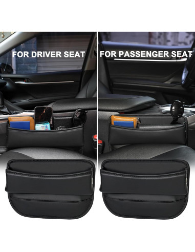 Relleno Espacio Asientos Coche JHLGRE 2 Piezas Cuero Negro