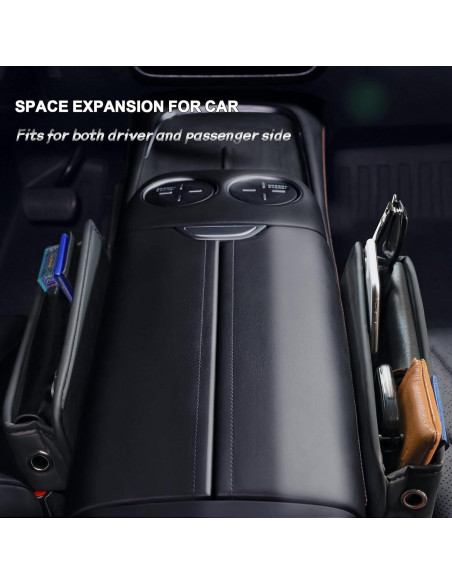 Relleno Espacio Asientos Coche JHLGRE 2 Piezas Cuero Negro