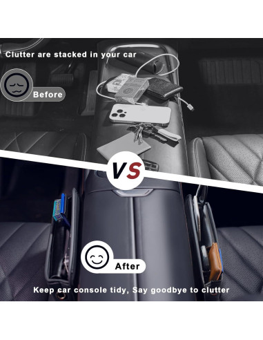 Relleno Espacio Asientos Coche JHLGRE 2 Piezas Cuero Negro