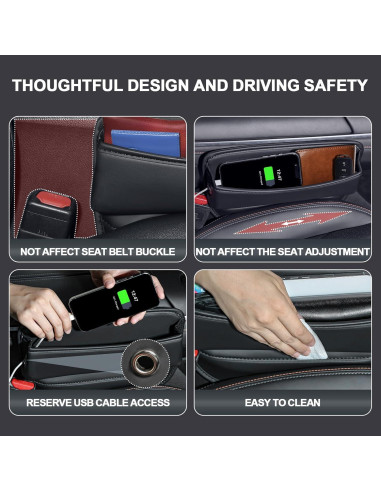 Relleno Espacio Asientos Coche JHLGRE 2 Piezas Cuero Negro