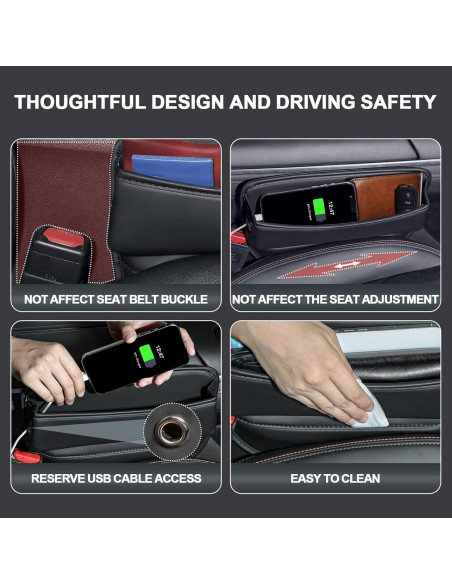 Relleno Espacio Asientos Coche JHLGRE 2 Piezas Cuero Negro