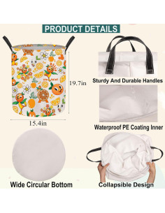 Cesta de Lavandería JNIAP Naranja 50x40 cm Plegable Impermeable 2