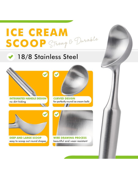 Cucharón de Helado Acero Inoxidable Saebye 158g Diseño Sin Costuras