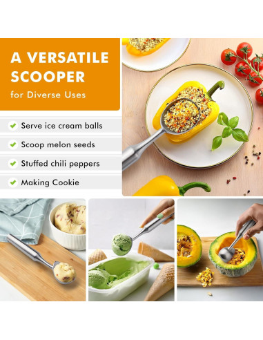 Cucharón de Helado Acero Inoxidable Saebye 158g Diseño Sin Costuras