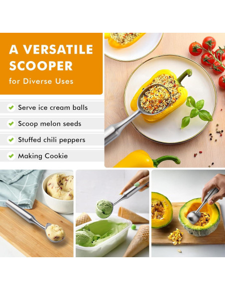 Cucharón de Helado Acero Inoxidable Saebye 158g Diseño Sin Costuras