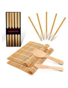 Kit de Hacer Sushi GOSGOONE 9 Piezas con Esteras de Bambú