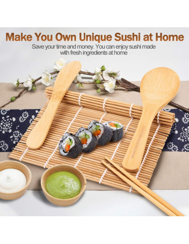 Kit de Hacer Sushi GOSGOONE 9 Piezas con Esteras de Bambú