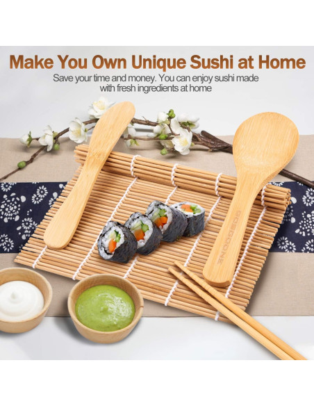 Kit de Hacer Sushi GOSGOONE 9 Piezas con Esteras de Bambú