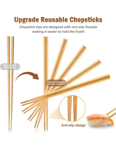 Kit de Hacer Sushi GOSGOONE 9 Piezas con Esteras de Bambú