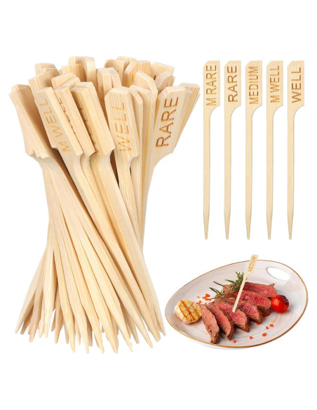 200 Palitos Marcadores de Carne de Bambú Thyle 10 cm Asortidos