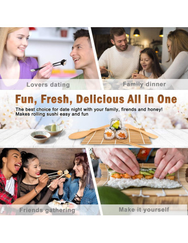 Kit de Hacer Sushi GOSGOONE 9 Piezas con Esteras de Bambú