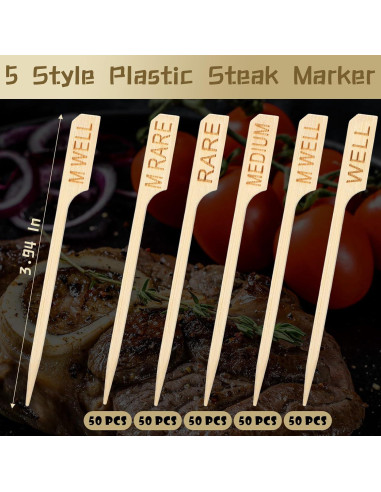 200 Palitos Marcadores de Carne de Bambú Thyle 10 cm Asortidos