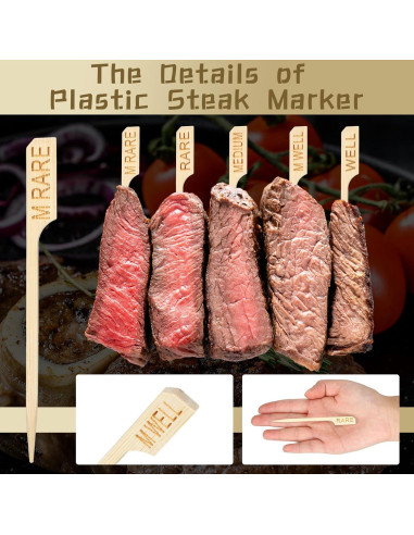 200 Palitos Marcadores de Carne de Bambú Thyle 10 cm Asortidos