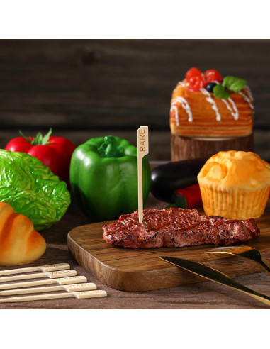 200 Palitos Marcadores de Carne de Bambú Thyle 10 cm Asortidos