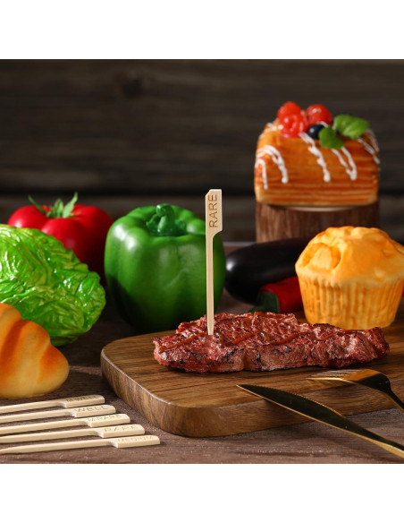 200 Palitos Marcadores de Carne de Bambú Thyle 10 cm Asortidos