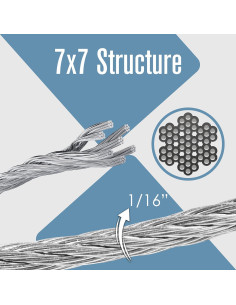 Cable de Alambre Galvanizado Houseables 1/16" 500 Pies 520 LB 2