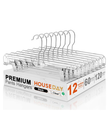 Perchas Transparentes para Pantalones HOUSE DAY - Paquete de 12