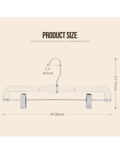 Perchas Transparentes para Pantalones HOUSE DAY - Paquete de 12