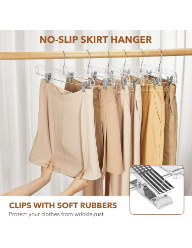 Perchas Transparentes para Pantalones HOUSE DAY - Paquete de 12