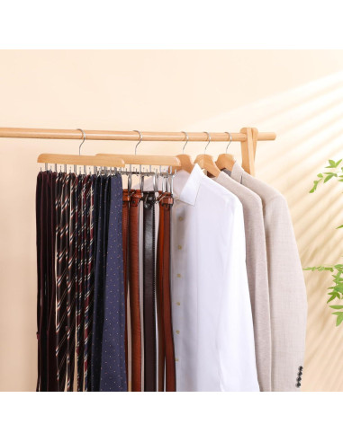 Perchero de Cinturones ELONG HOME, 2 Pack, Madera, 48 Cinturones