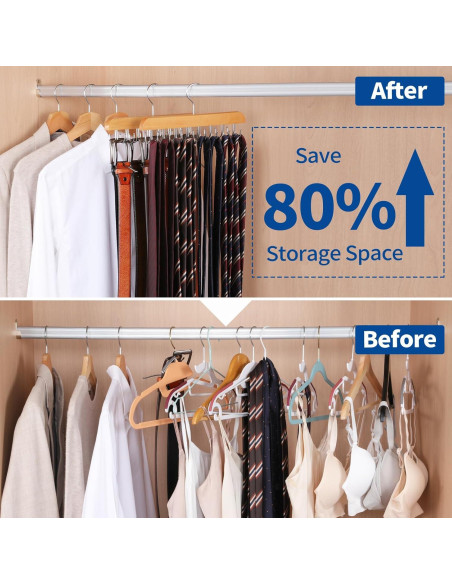 Perchero de Cinturones ELONG HOME, 2 Pack, Madera, 48 Cinturones