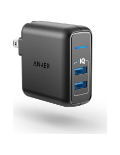 Cargador de Pared Anker PowerPort 2 Elite 24W USB Doble Negro