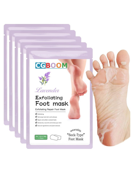 Mascarilla Exfoliante para Pies CGBOOM - 5 Unidades, Suaviza Piel Seca