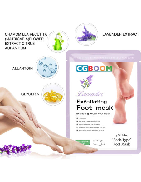 Mascarilla Exfoliante para Pies CGBOOM - 5 Unidades, Suaviza Piel Seca